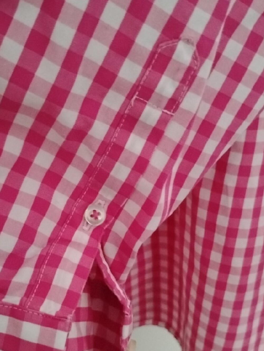 Lands' End Pink and White Gingham Shirt - Picture 6 of 10